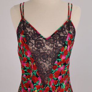 Vtg Victoria's Secret Floral Lace Babydoll Nightgown Negligee Slip Nightie Teddy